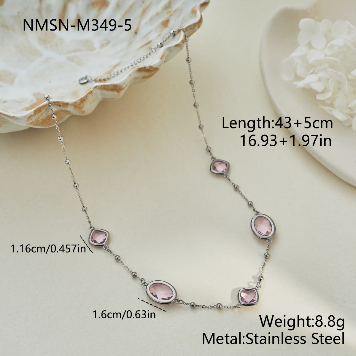 Style Gentle Colored Gems Edging Bead Clavicle Chain Niche Necklace