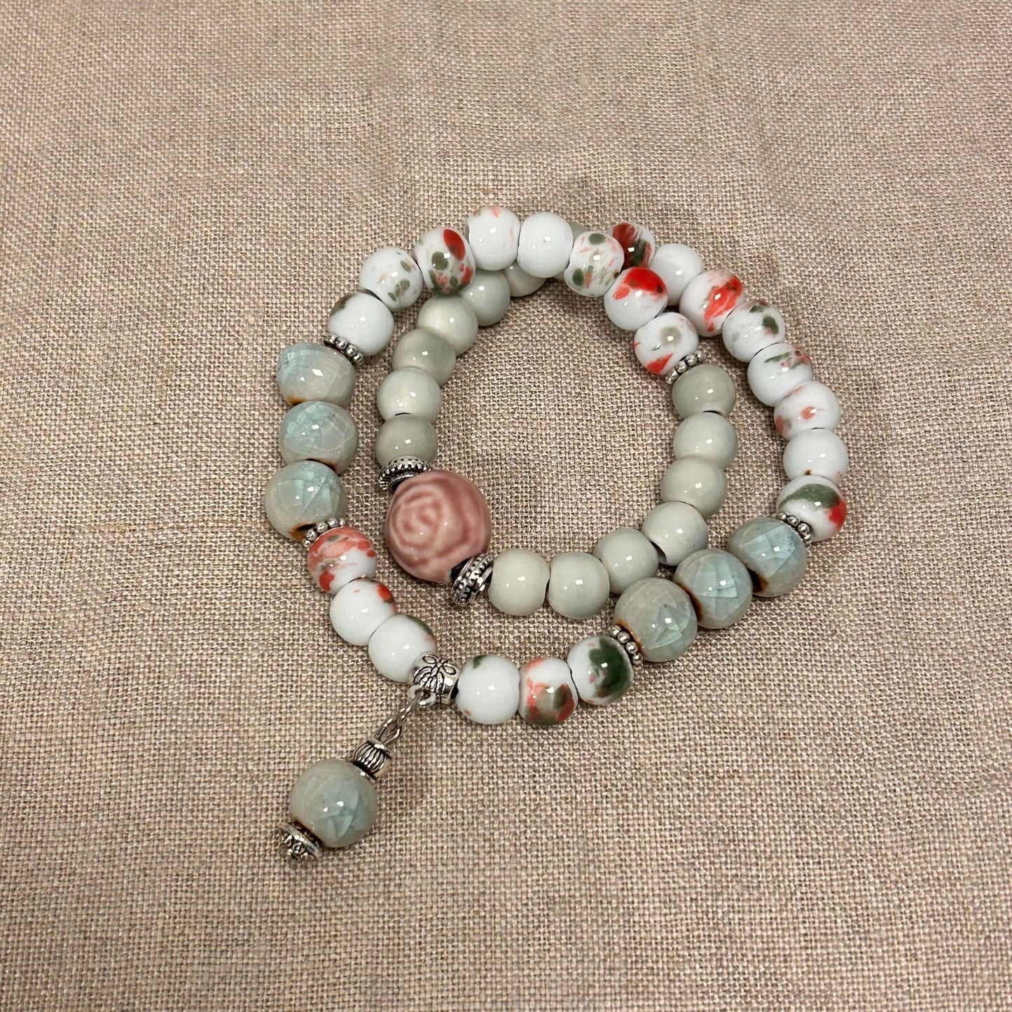 Circle Ceramic Beaded Chinese Zen National Style Ancient High Sense Bracelet