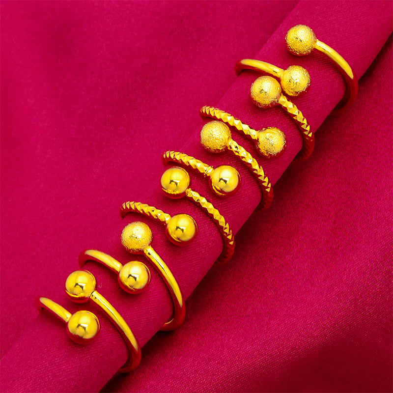 Women's Vietnam Placer Gold Bead Open Starry Rings