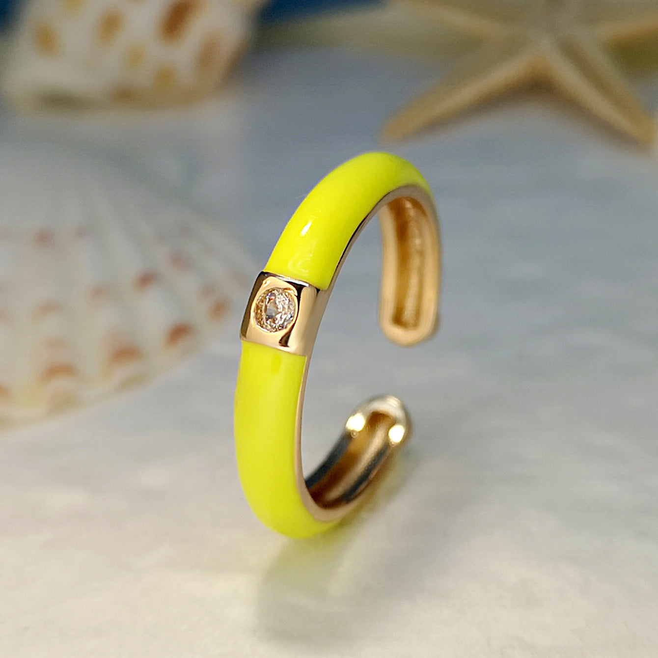 Gold-plated Zircon Simple Design Colorful Oil Rings
