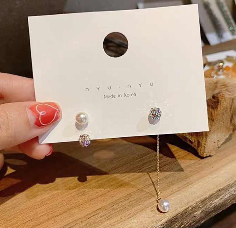 Tassel High-grade Sier Needle Metal Light Luxury Pearl Earrings