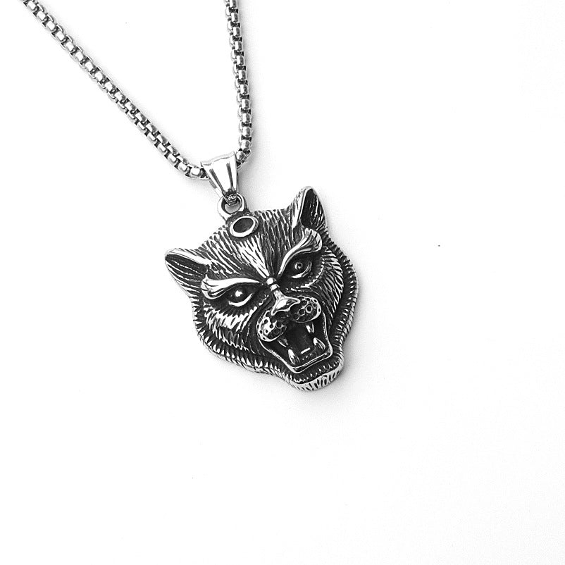Punk Ornament Titanium Steel Polished Black Necklaces