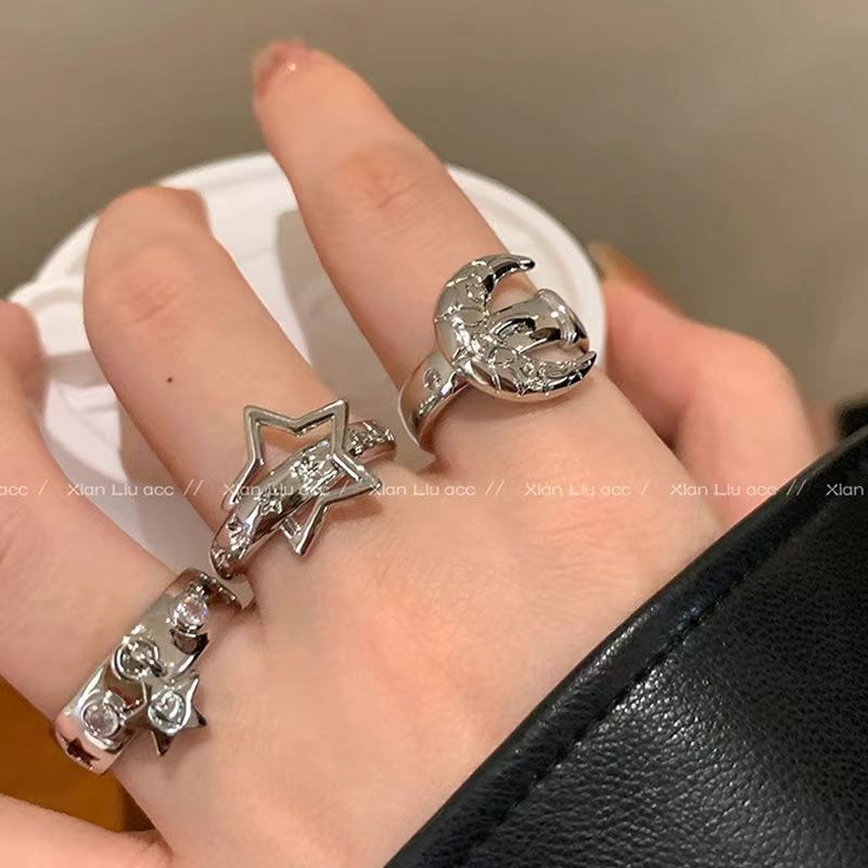 Star Moon Female Design Light Luxury High-grade Cold Style Rings