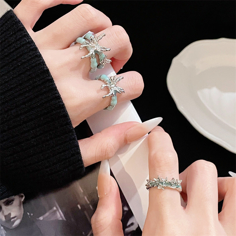 Women's Style Blue Butterfly Opening Design Fashion Advanced Rings