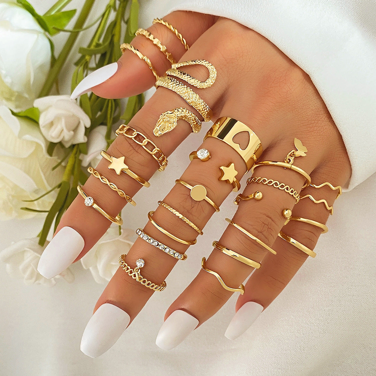 Women's Knuckle Suit Pieces Love Heart-shaped High-grade Niche Butterfly Rings