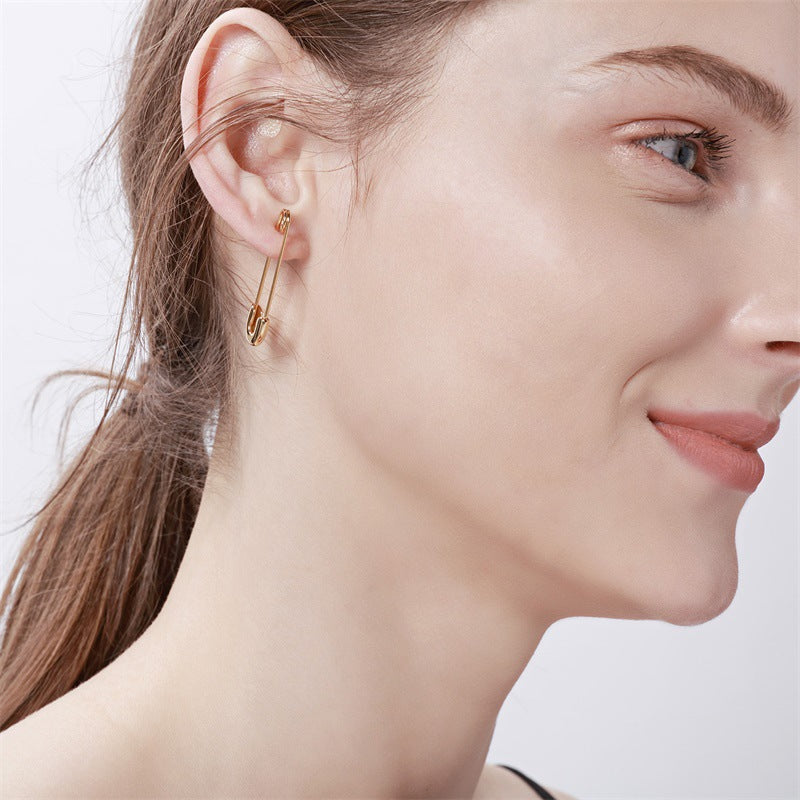 Women's Pin Clip Simple Titanium Steel Metallic Earrings
