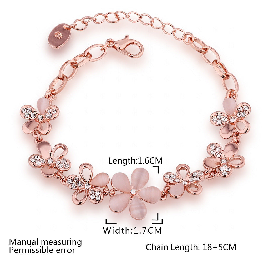Flower Female Crystal Opal Sweet Fashion Bracelet