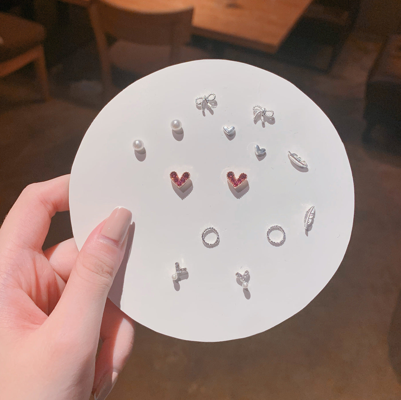 Pair Pack Sier Suit Cute Sweet Earrings