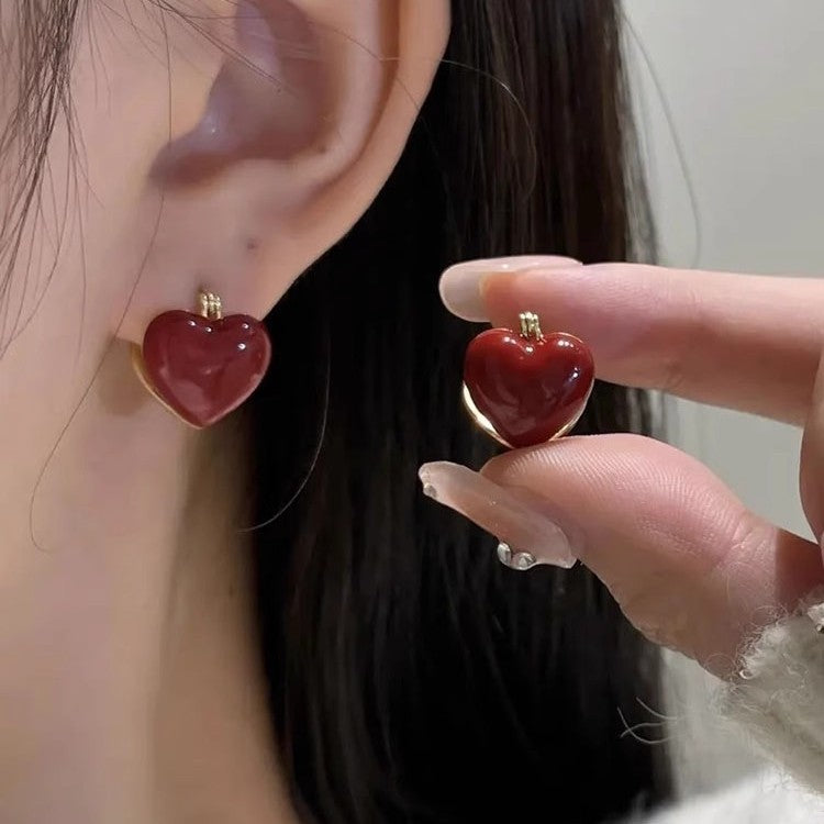 Glazed Love Heart Female Niche Design Earrings