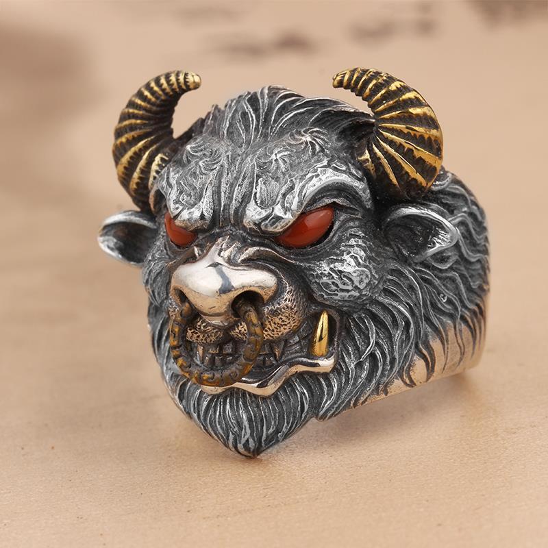 Men's Bullhead Domineering Personalized Retro Chinese Zodiac Cow Rings