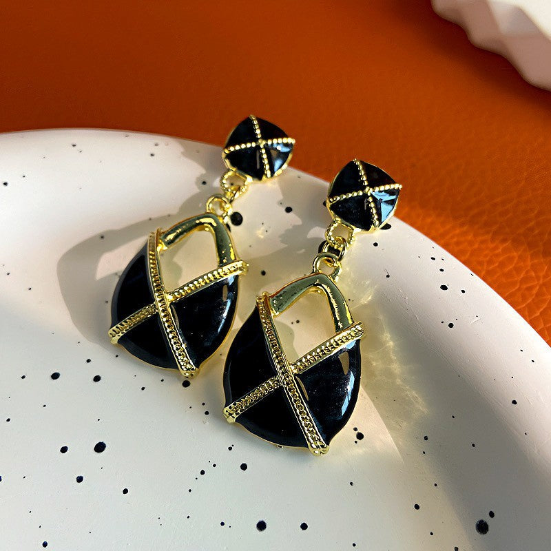 Oil Oval Geometric French Retro Special Earrings