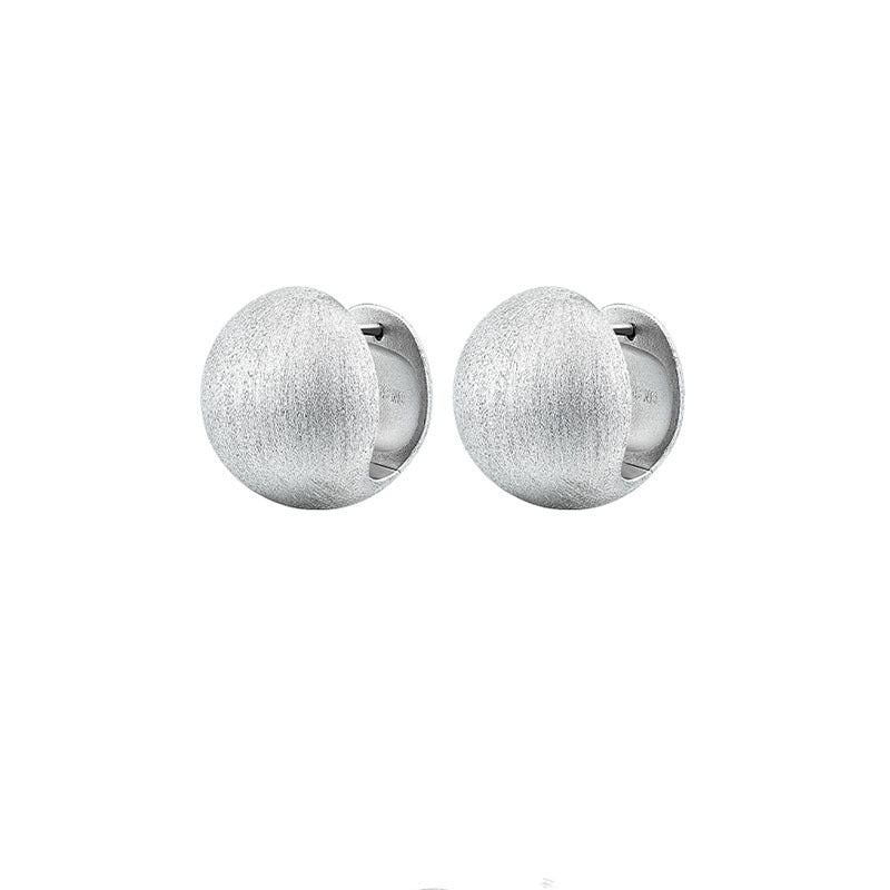 Brushed Ball Female Sier Simple Elegant Earrings
