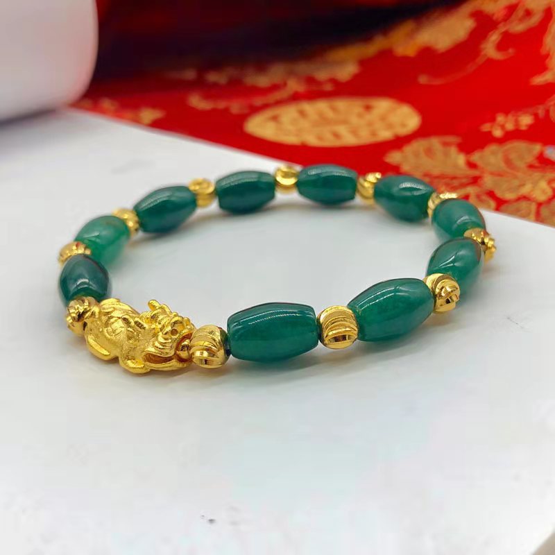 Gold Pi Imitation Obsidian Six Words Bracelets
