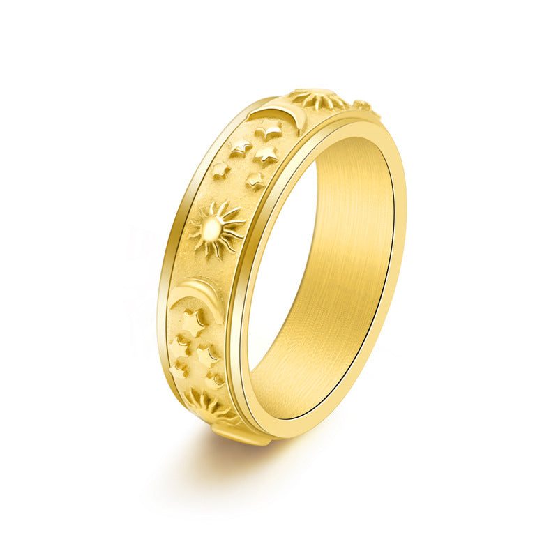 Sun Moon Star Can Rotatable Lady Rings