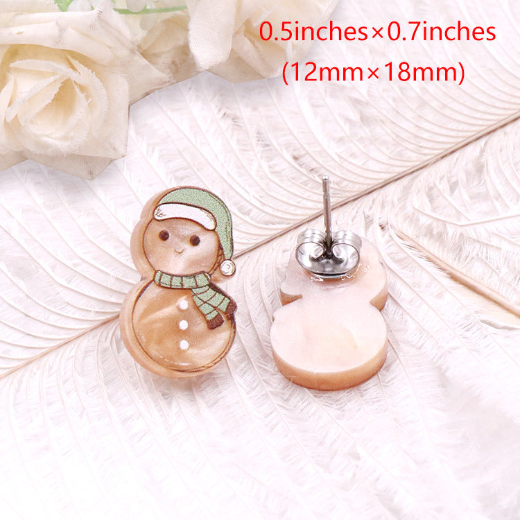 Tree Gingerbread Man Candy Cute Fashion Earrings