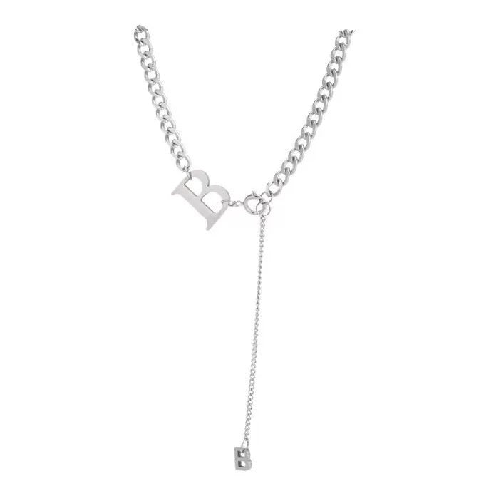 Women's Double Letter Design Sense Light Luxury Minority Clavicle Chain Sweater Necklace