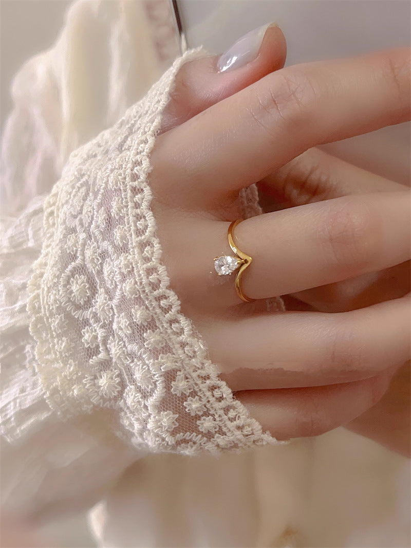 Women's Drop Shining Zircon Fashion Gold-plated Fine Rings