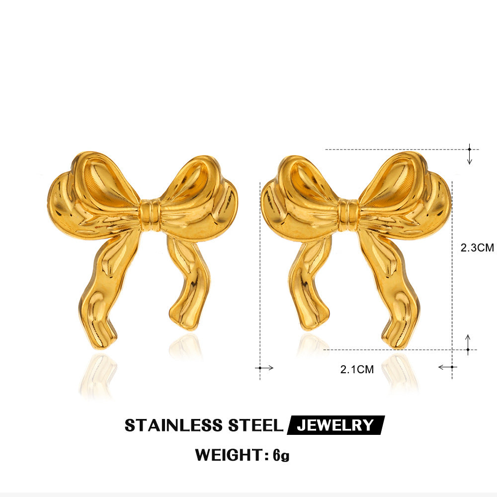 Stainless Steel Bow Style Handmade Fine Earrings