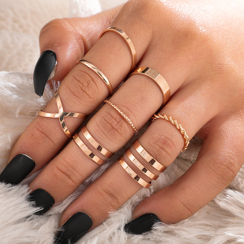 Cross Popular Set Personalized Index Finger Knuckle Exaggerated Assembled Rings