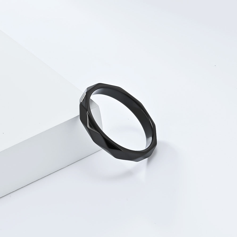 Simple Unisex Style Diamond-shaped Stainless Steel Rings