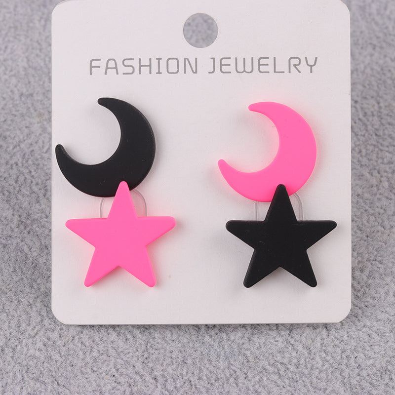 Niche Star Moon Two-piece Set Acrylic Simple Earrings