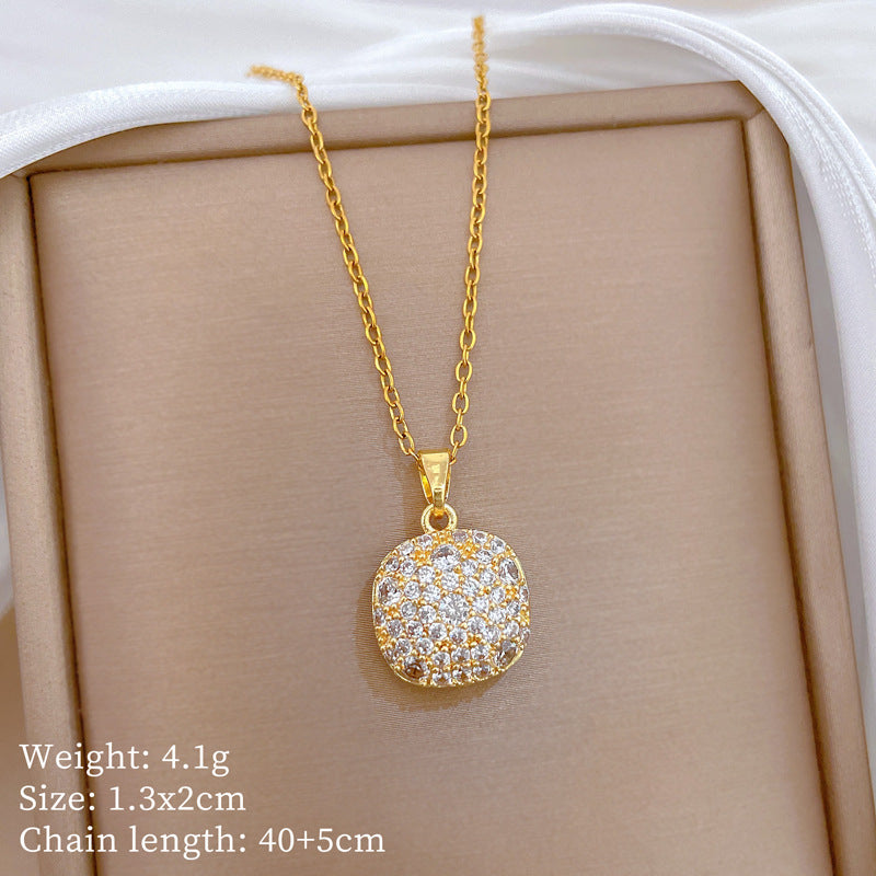 Women's Steel Diamond Square Small Suit Light Luxury Necklaces