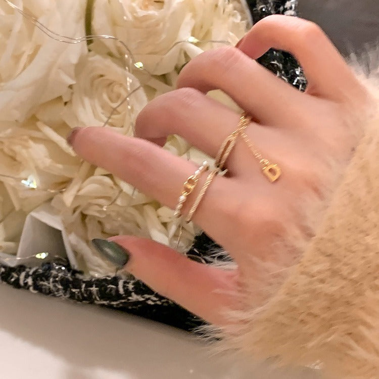 Special Interest Light Luxury Sense Open Fashion Personality Pearl Rings