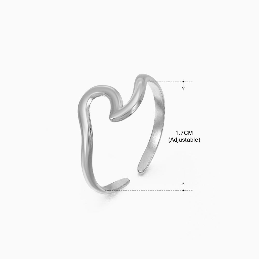 Women's Popular Stainless Steel Geometric Ellipse French Retro Rings