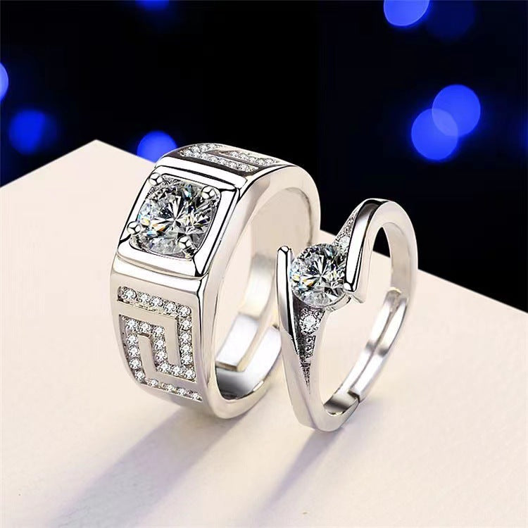 Women's & Men's Couple Pair Of Imitation Diamond Simple Rings