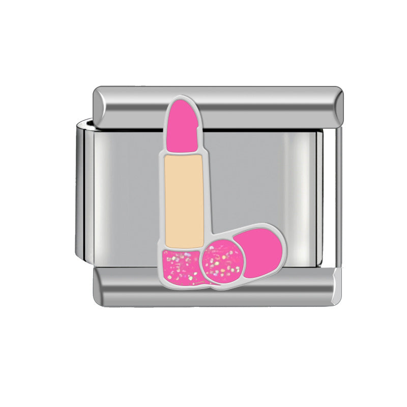 Lovely Pink Italian Charm Module Heart-shaped Detachable Bracelets