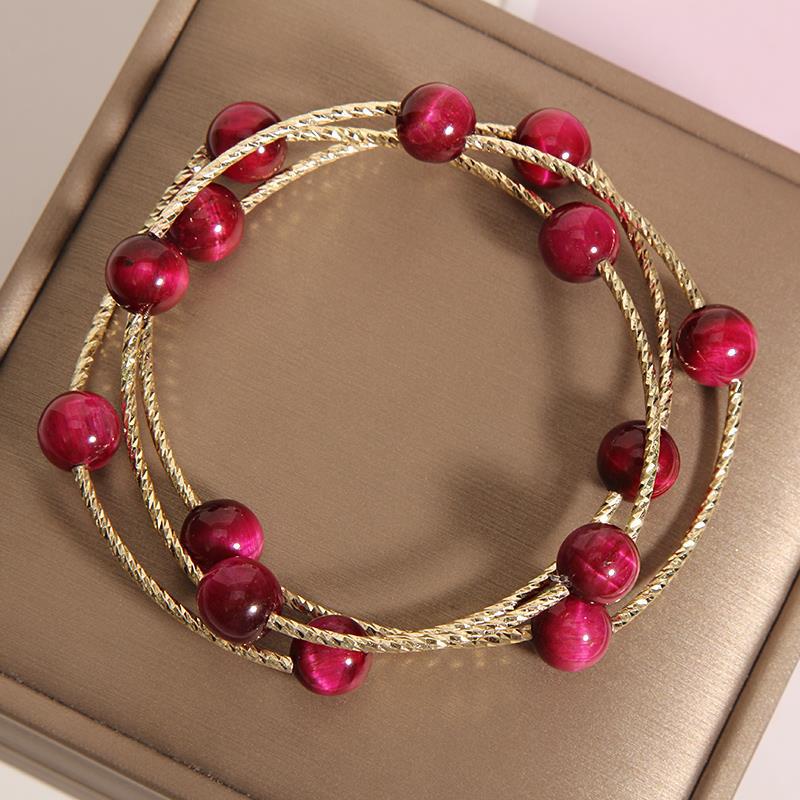 Women's Strawberry Quartz Niche Design Pink Crystal Bracelets
