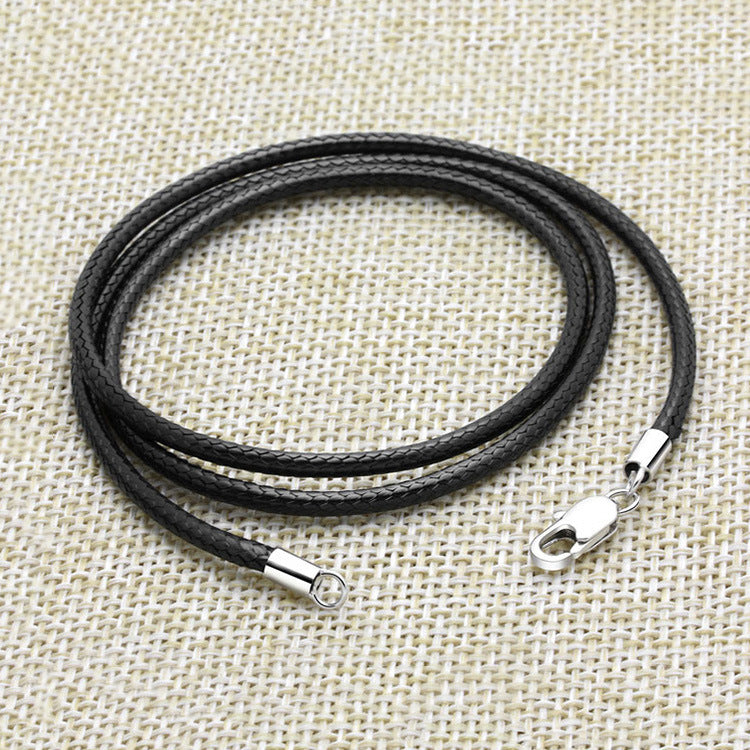 Women's & Men's Leather Rope Lanyard Fixed Black Red Necklaces