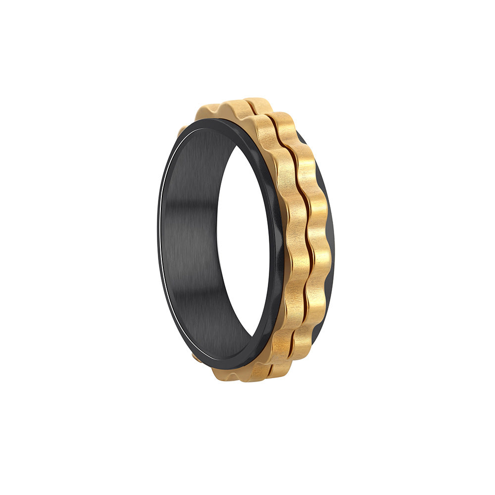 Women's Titanium Steel Ornament Rotatable Decompression Gear Rings