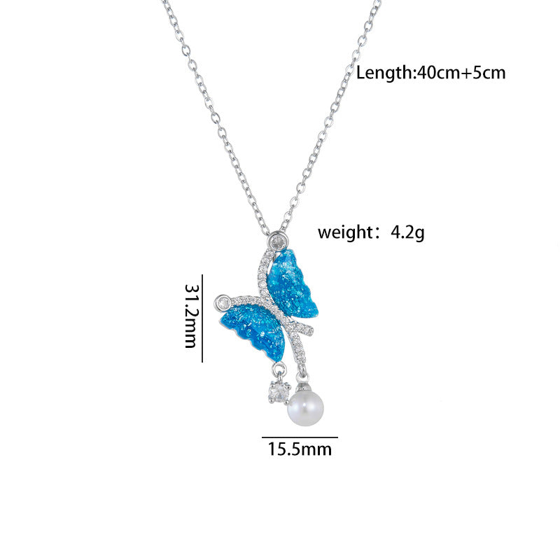 Super Color Fluorescent Butterfly Pearl Tassel Light Necklaces