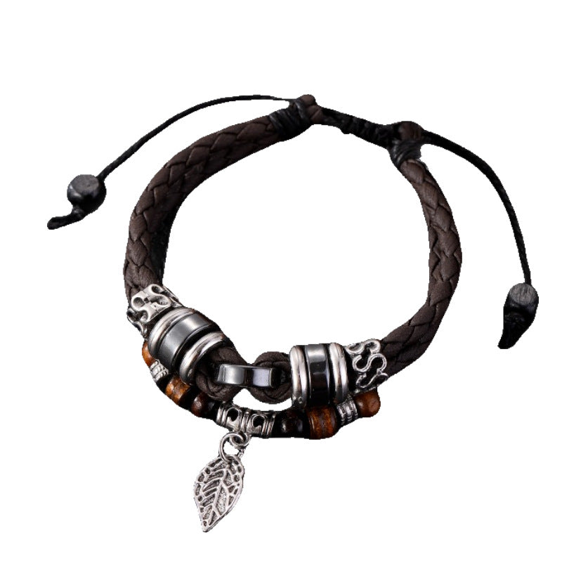 Men's Korean Chic Unique Creative Woven Leaf Bracelets