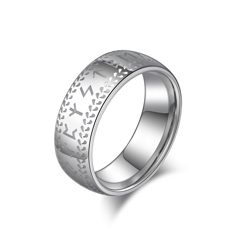 Simple Viking Letter Tungsten Force Laboratories Text Fashion Personality Rings