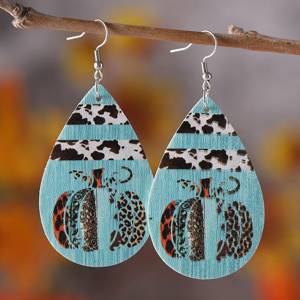 Thanksgiving Maple Leaf Leopard Pumpkin Water Earrings