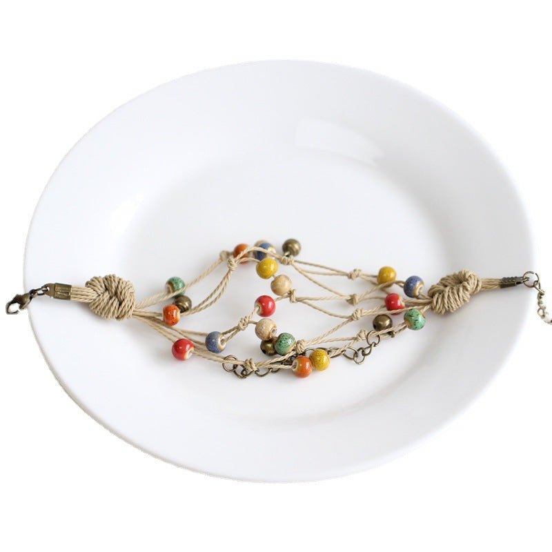 Women's Flower Glaze Color Beads Bohemian Style Fashion Bracelets
