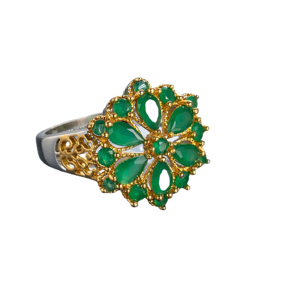 Women's Ornament Creative Fashion Two-color Zircon Wedding Rings