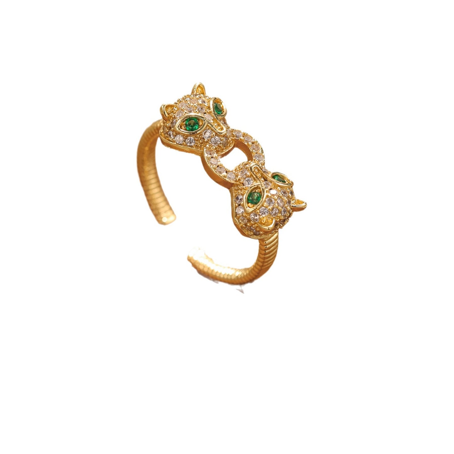 Women's & Men's Gold Micro Inlaid Zircon Fashion Leopard Rings