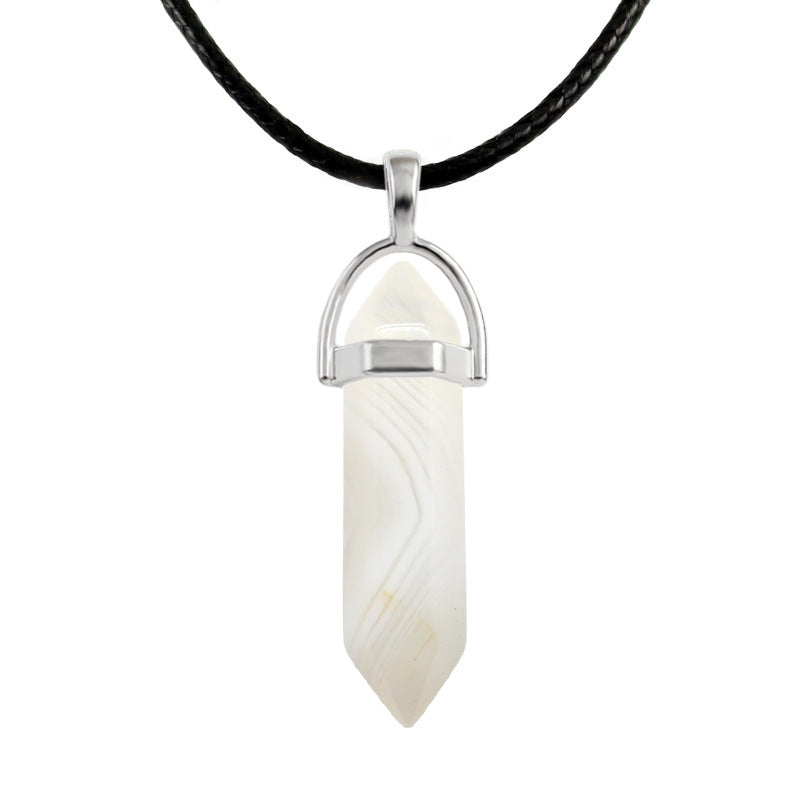 Natural Stone Hexagon Prism Fashion Crystal Necklaces