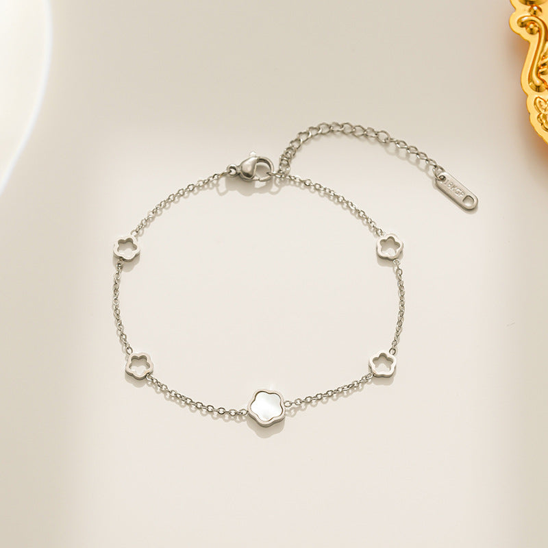 Steel Fashion White Shell Little Flower Female Bracelets