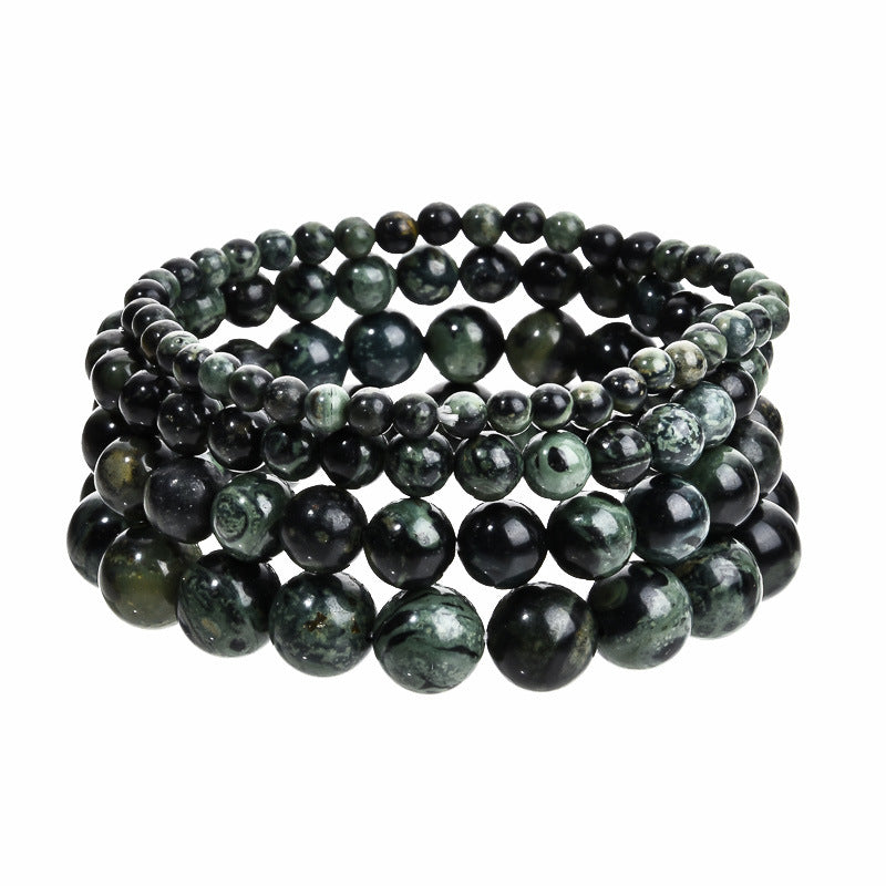 Stone Beaded Obsidian Black Line Rhodochrosite Bracelets