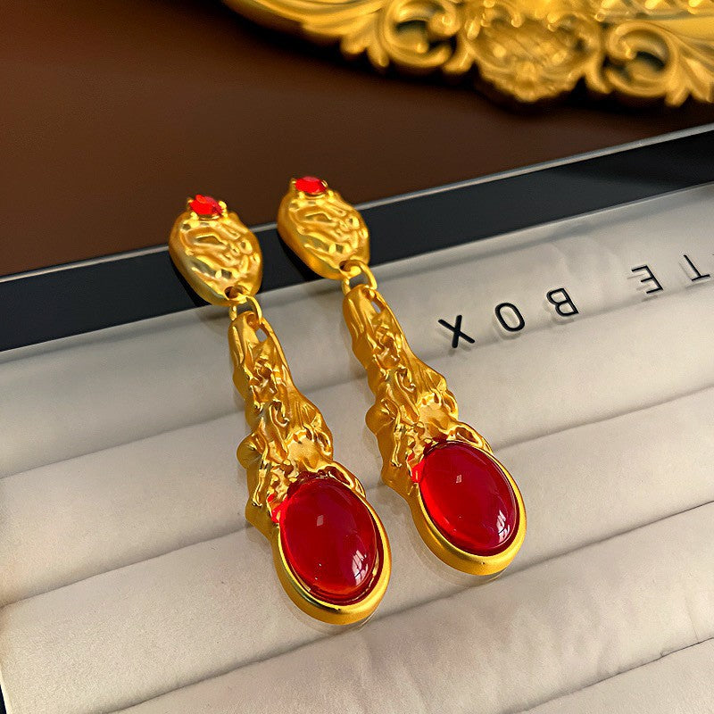 Oil Oval Geometric French Retro Special Earrings