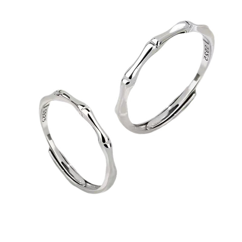 Bamboo Female Green Plum Horse Diamond Couple Design Rings