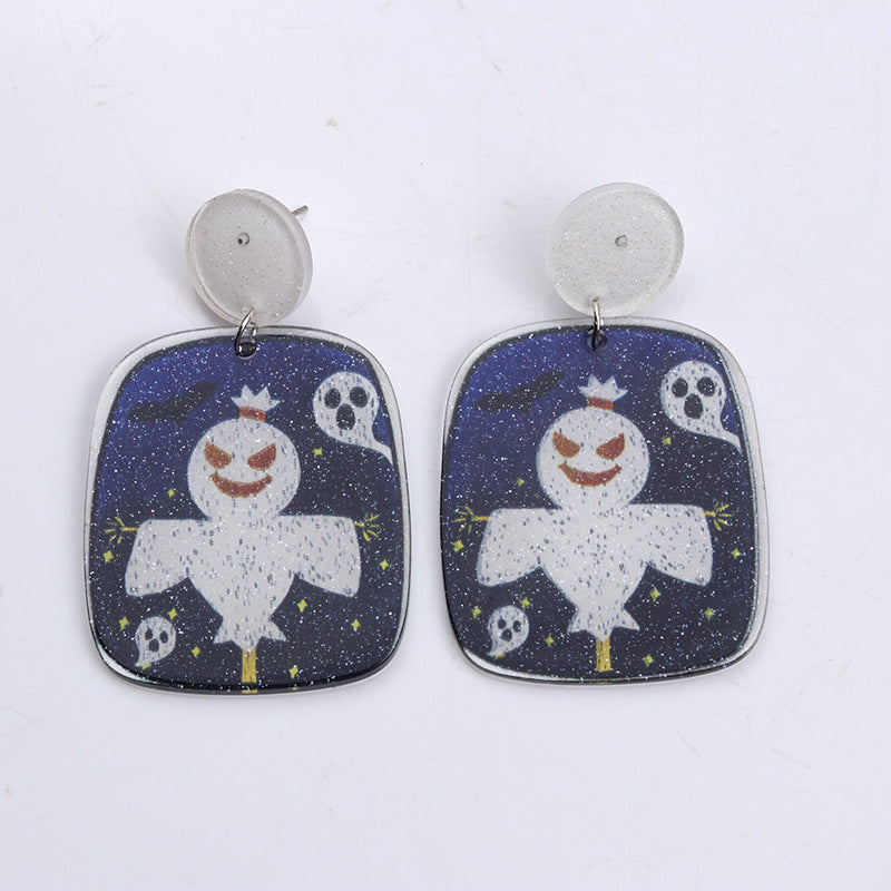 Square Design Sense Fashion Personality Pumpkin Grave Earrings