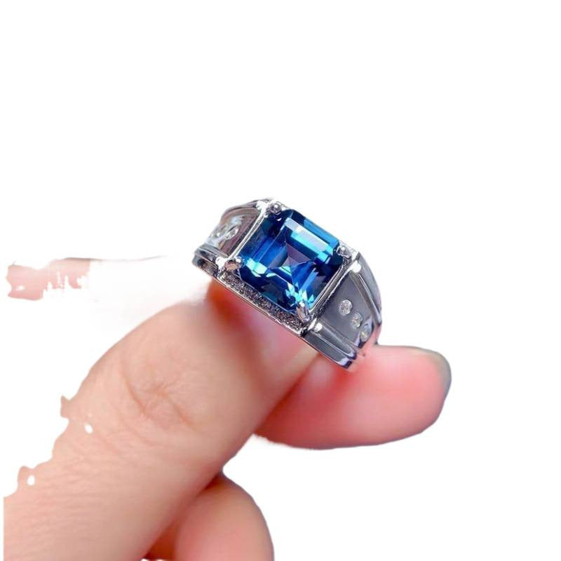 Women's & Men's Popular Sapphire Open Square Diamond Full Retro Ring