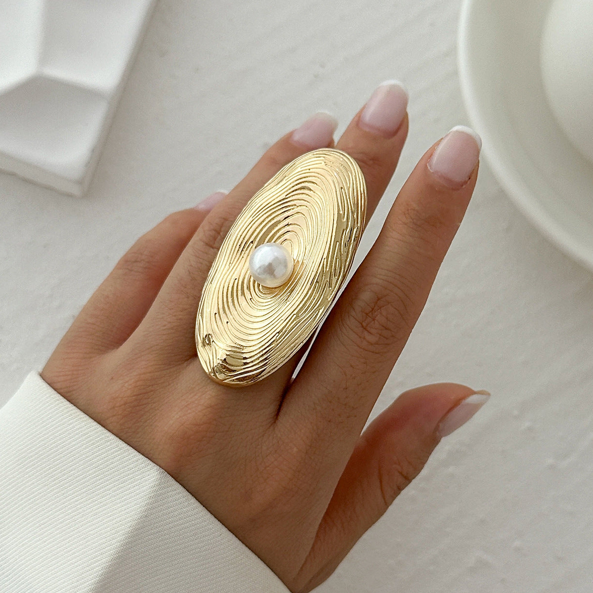 Women's Bohemian Large Lotus Leaf Open Fan Knuckle Exaggerated Rings