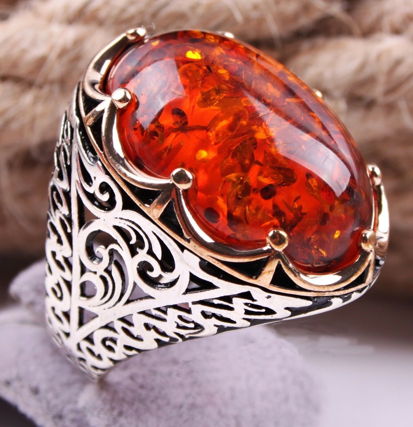 Men's Ornament Vintage Pattern Black Flat Zircon Rings