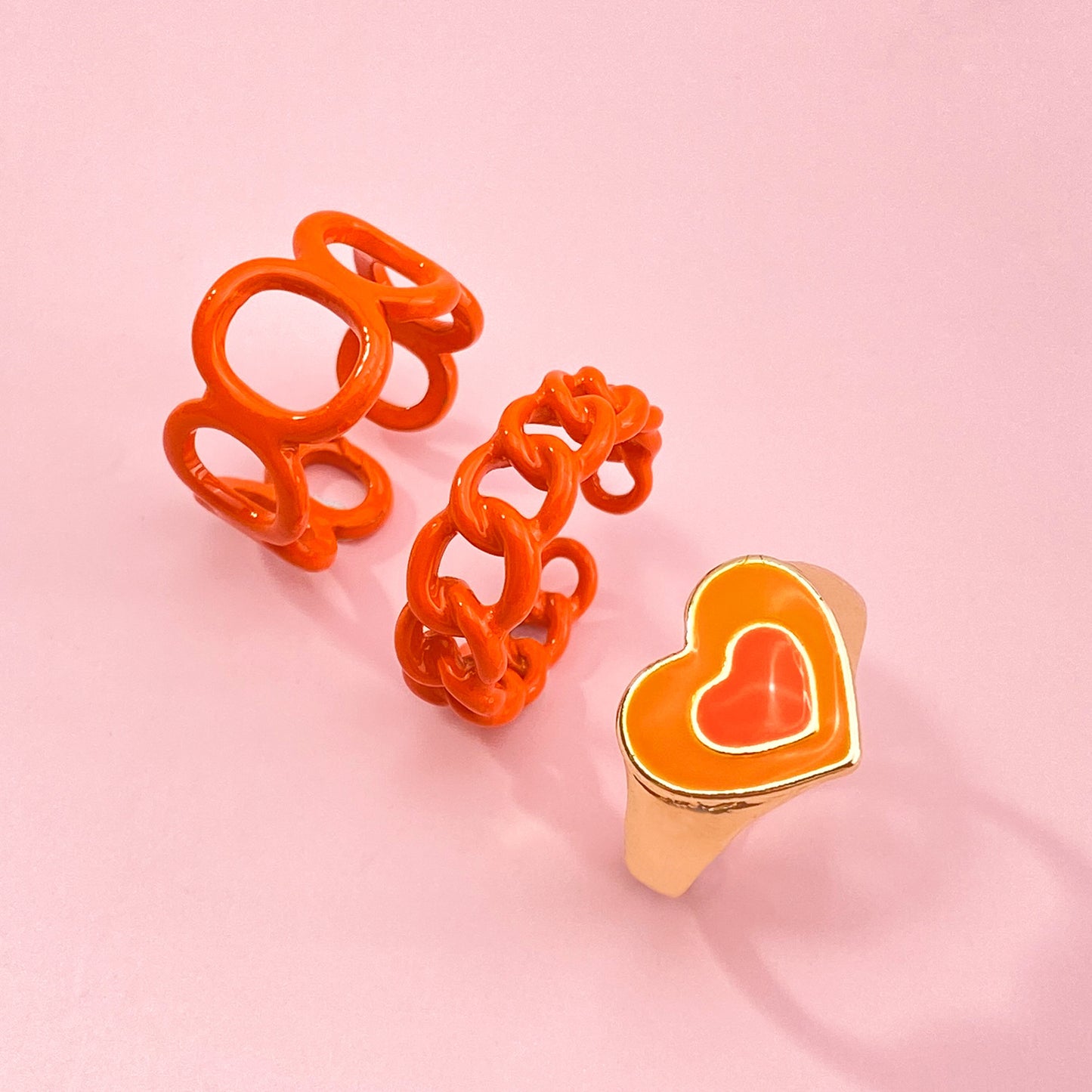 Set Double Layers Loving Heart Gossip Rings